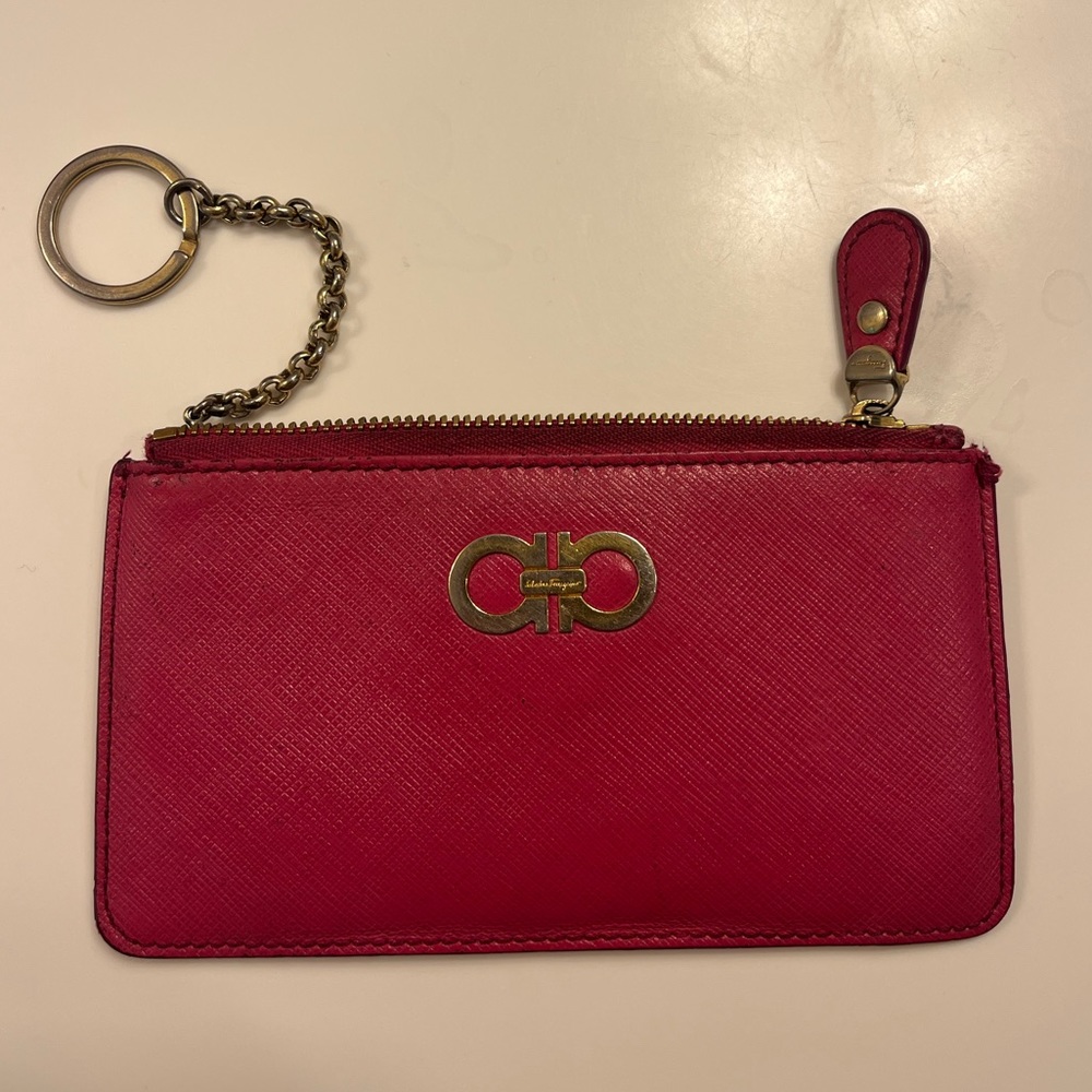 Salvatore Ferragamo Gancio Coin Purse in Dark Pink
